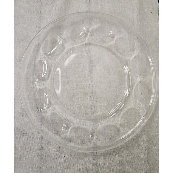 Vintage Pyrex Originals Clear Glass Platter Dinner Plate 11” Thumbprint - Picture 3 of 7